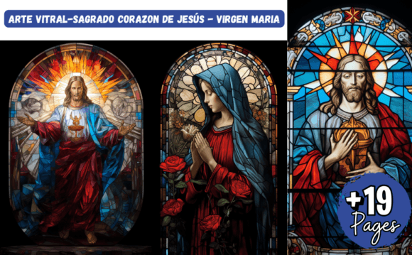 ARTE VITRAL-JESÚS-VIRGEN MARIA Illustrations