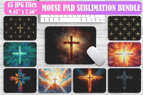 Christian Cross Mouse Pad Bundle & Backgrounds