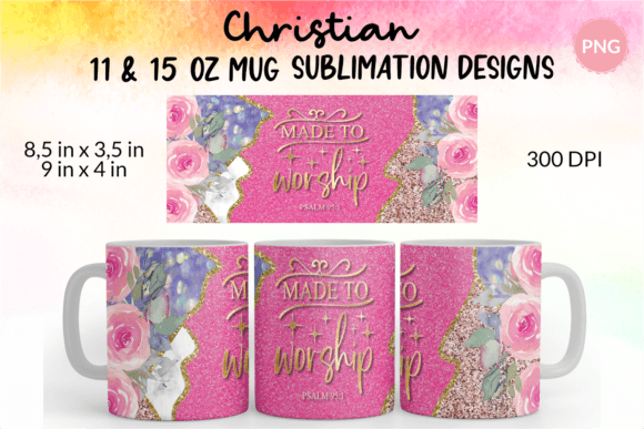 Christian Mug Wrap Made to Worship Png