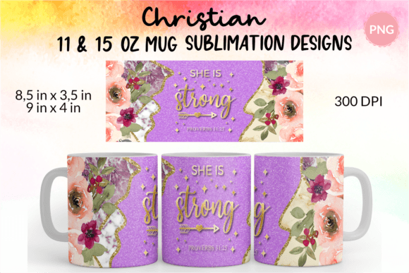 Christian Mug Wrap She is Strong Png Review for Crafters