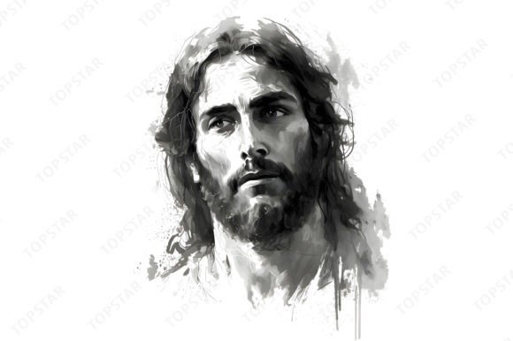 Face of Jesus Christ Portrait Sketch Art and Illustrations