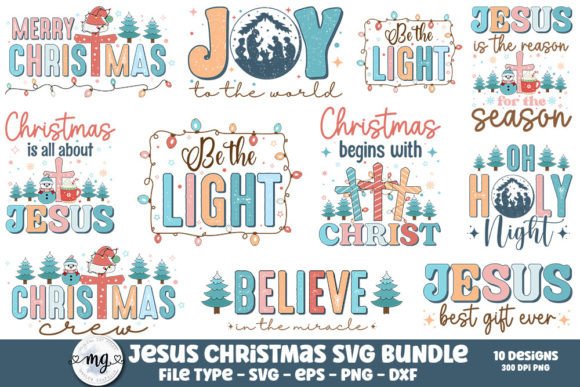 Retro Jesus Christmas SVG Bundle for Crafts